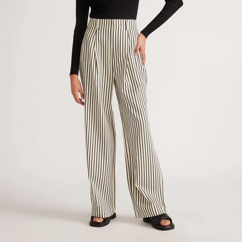The Draper Pleated Pant in Buttersmooth | Ombre Stripe | 30 Inseam