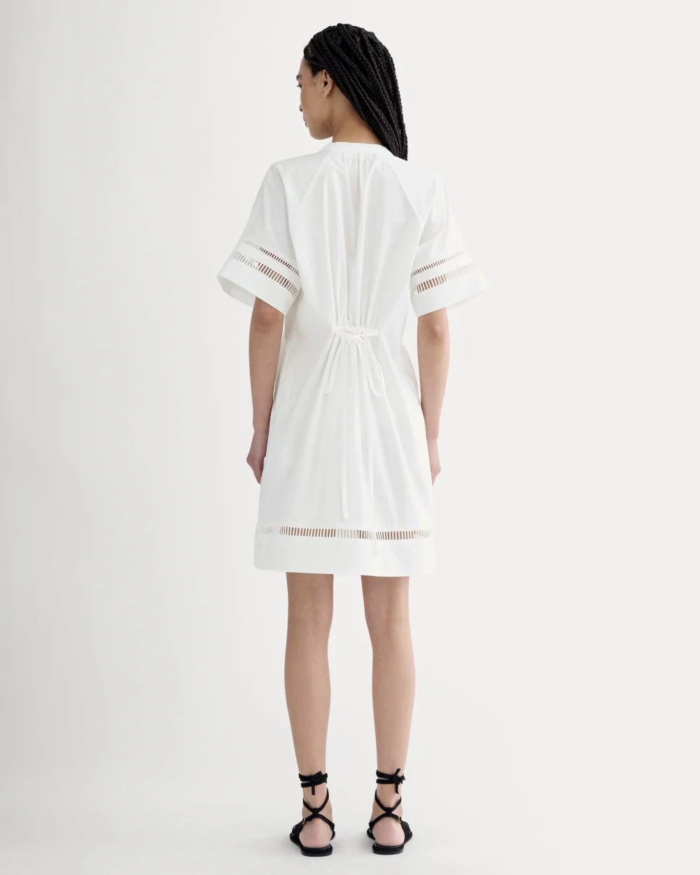 The Lace Trim Popover Dress | White