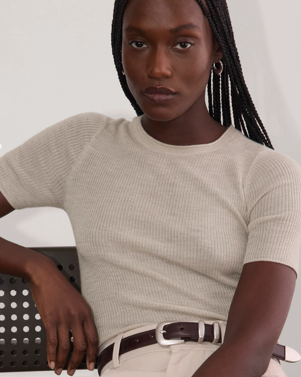 The Sweater Tee in Ultrasoft Merino | Heather Oatmeal