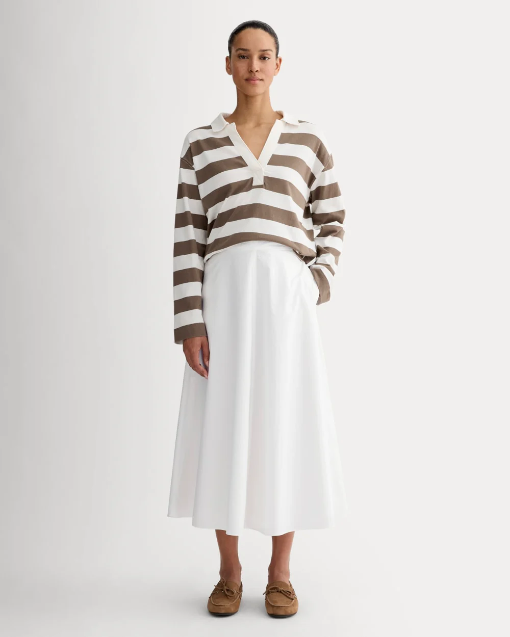 The Midi Skirt in Ultrasoft Cotton | White