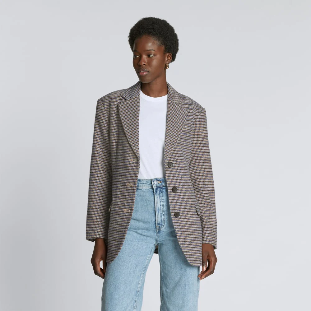The ReWool® ’80s Blazer | Blue / Brown Houndstooth