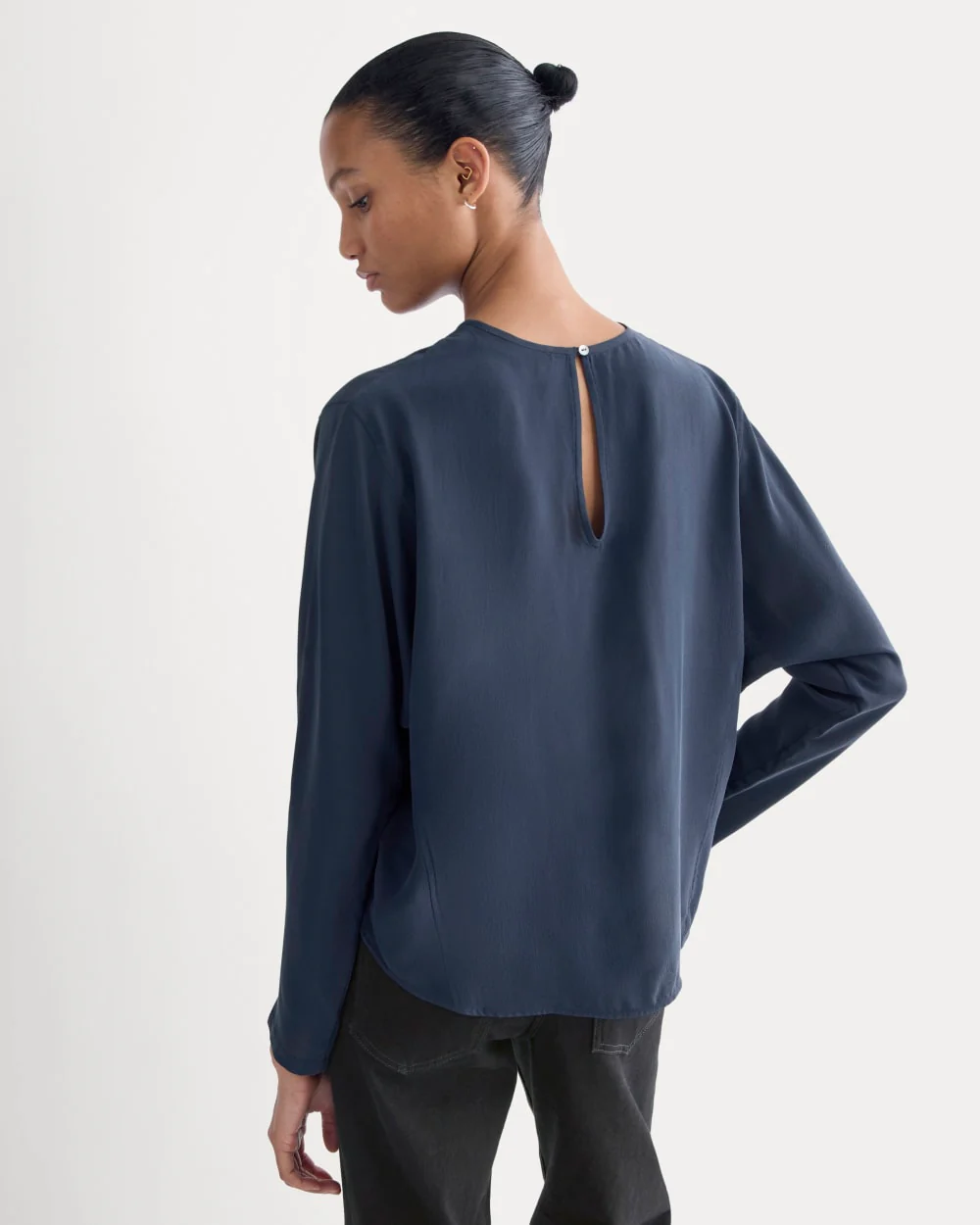 Dolman Top in Washable Silk | Navy
