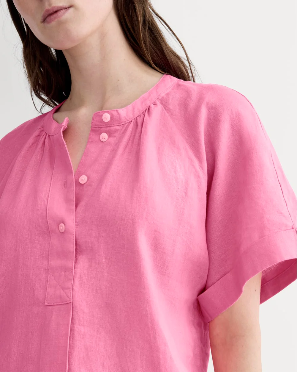 The Popover Dress in Linen | Deep Pink