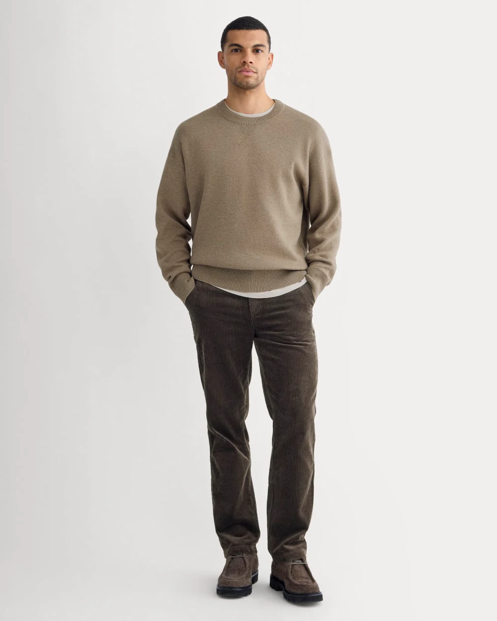 Luxe Merino Double-Knit Sweater | Taupe Melange