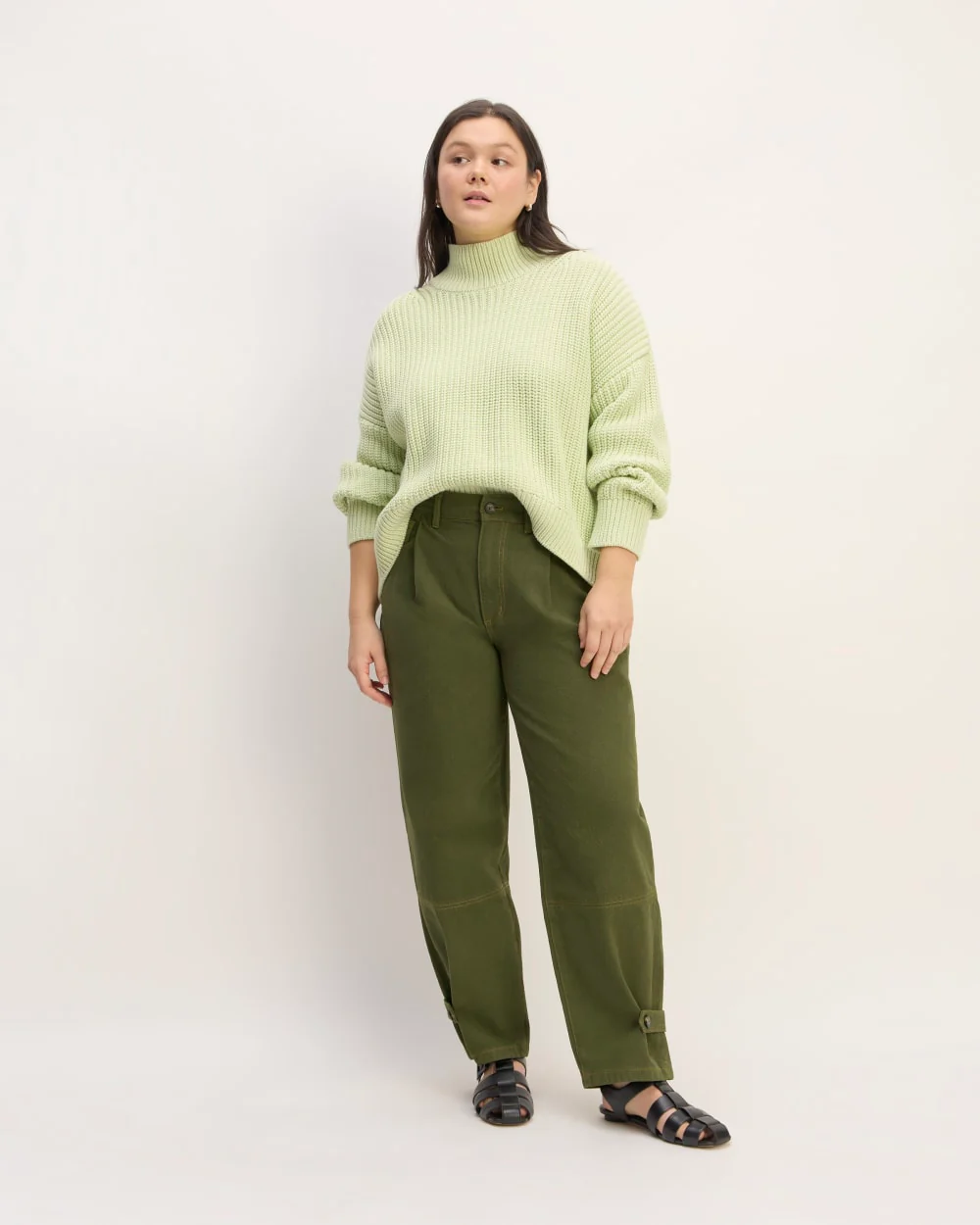 The Everlane x Marques' Almeida Canvas Oversized Barrel Pant | Deep Moss Green