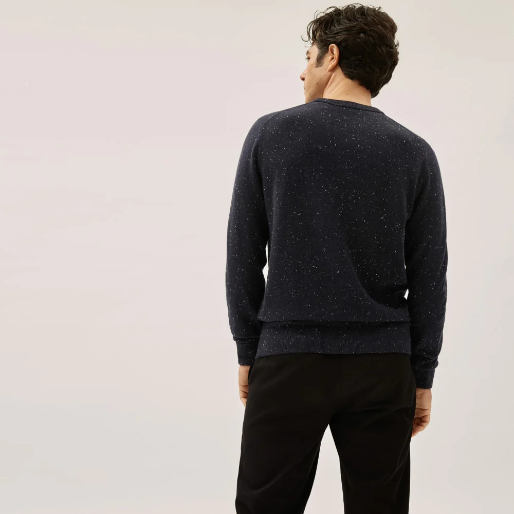 The Grade-A Cashmere Crew | Dark Navy Donegal