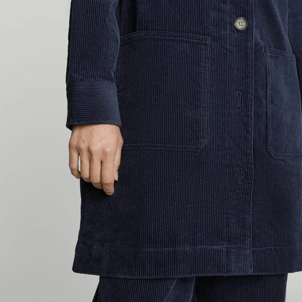The Corduroy Long Shirt Jacket | Deep Navy