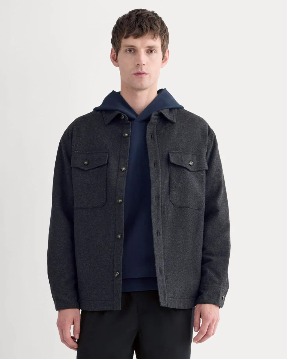 Heavyweight Waffle Twill Overshirt | Heather Charcoal