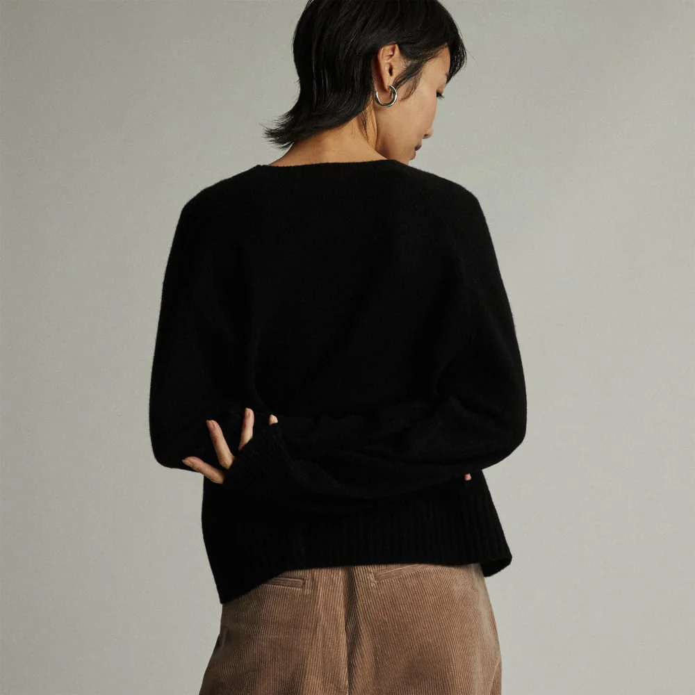 The Cashmere Boxy Crew | Black