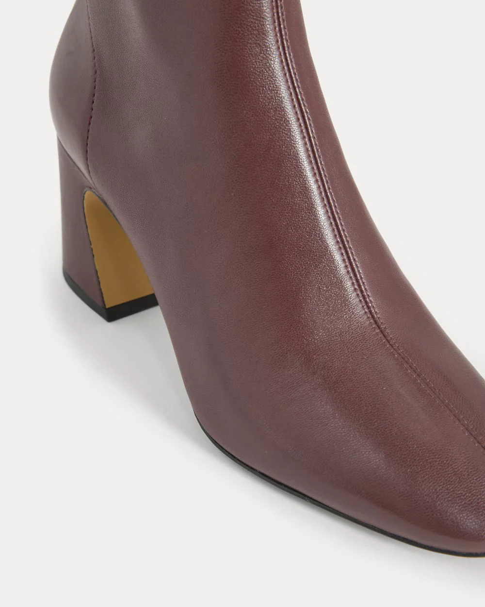 Leather Curved-Heel Boot | Burgundy