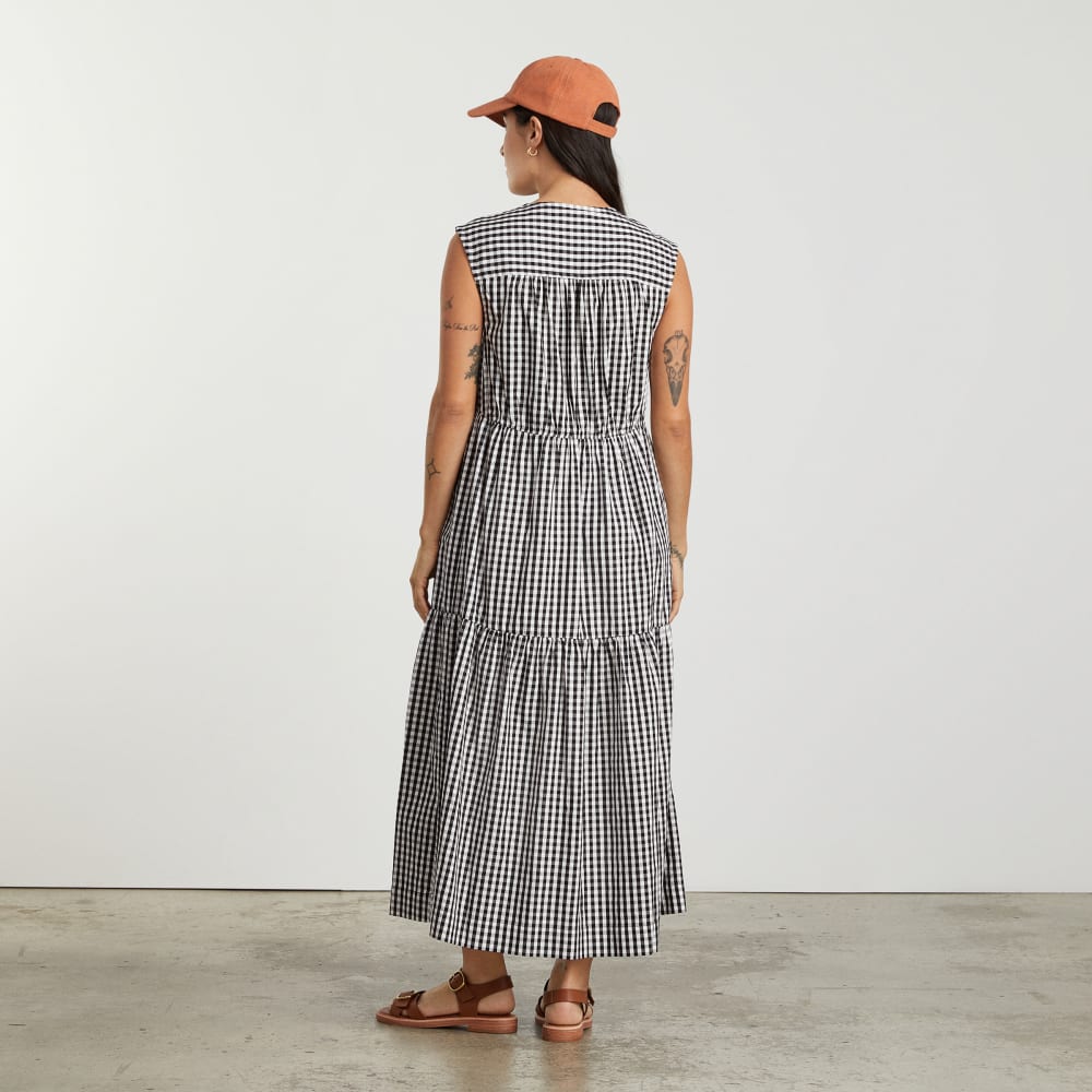 The Tiered Midi Dress | Black Gingham