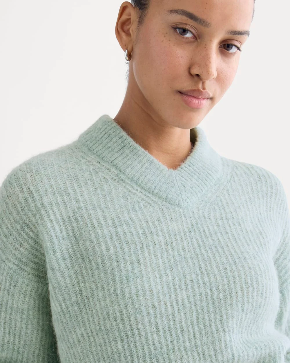 Cropped Cocoon Sweater in Alpaca | Heather Gray Mist