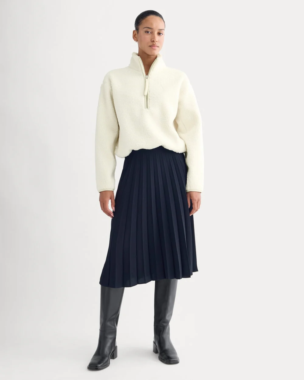 Reversible Teddy Half-Zip Pullover | Bone/Birch