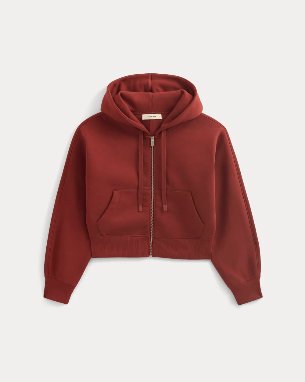 Luxe Fleece Full-Zip Cropped Hoodie | Merlot