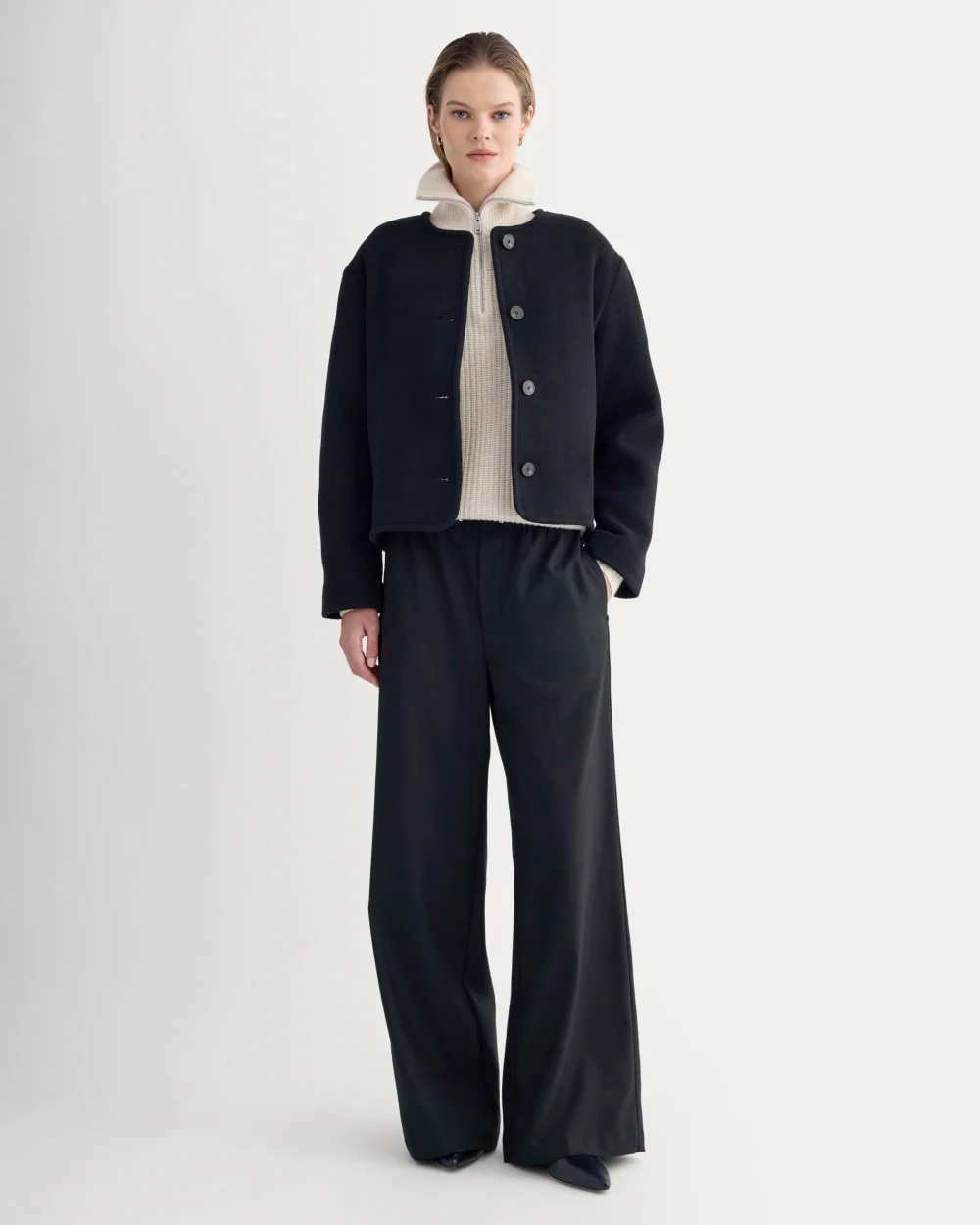 The Cocoon Coat in Wool | Black