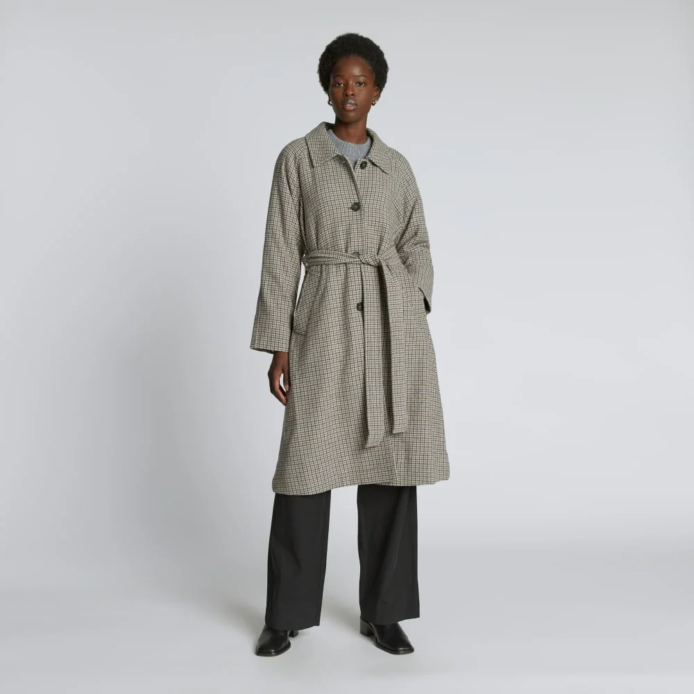 The Italian ReWool® Trench | Pewter Houndstooth