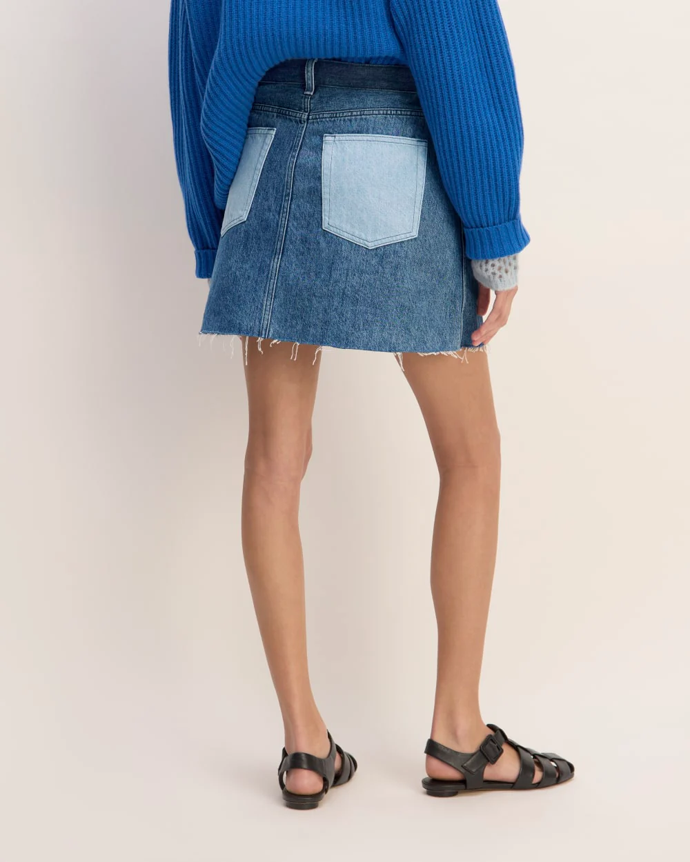 The Everlane x Marques' Almeida Denim Patchwork Mini Skirt | Diamond Blue