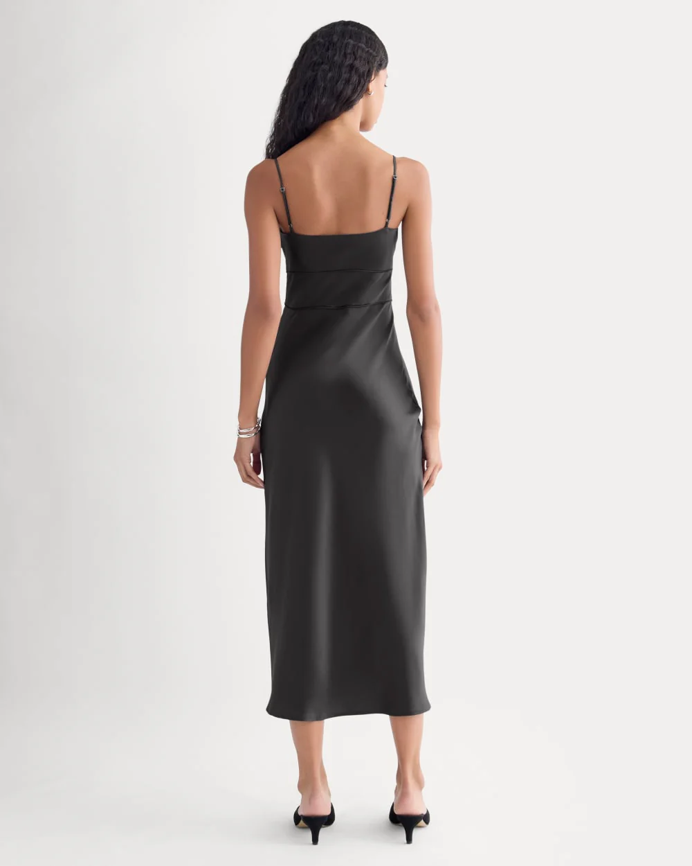 Bias Cut Slip Dress in Silk Charmeuse | Graphite