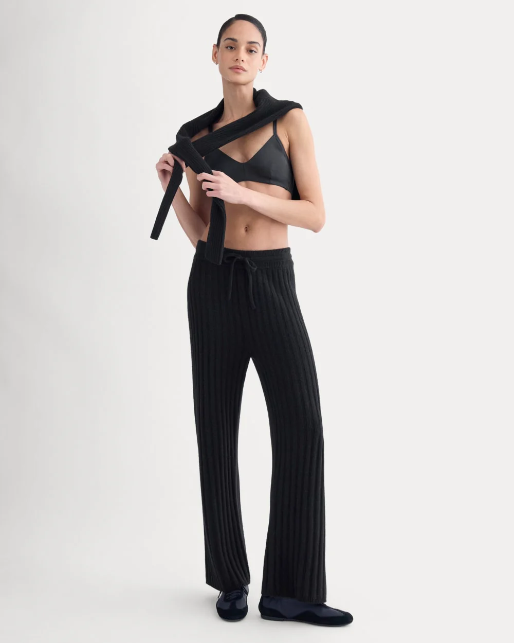 Straight-Leg Pant in Wool Cashmere | Black
