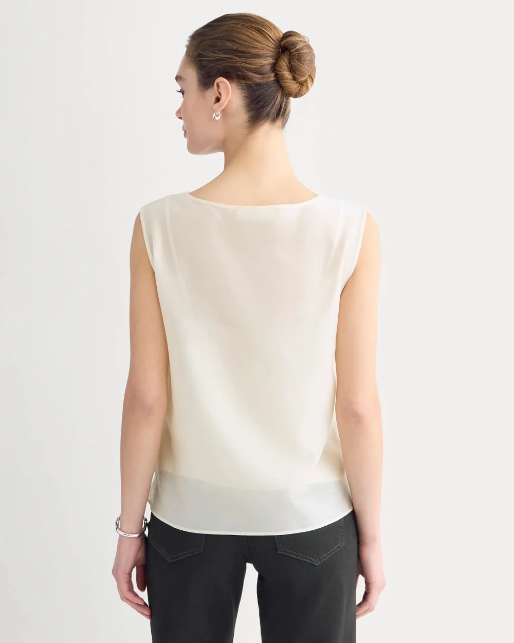 Sleeveless Top in Cotton-Silk Organza | Parchment
