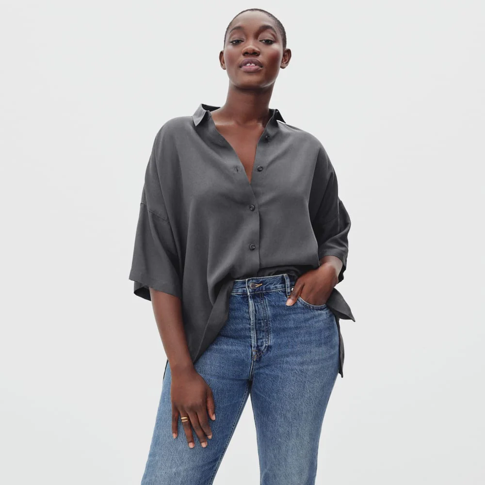 The Drapey Square Shirt | Slate Grey