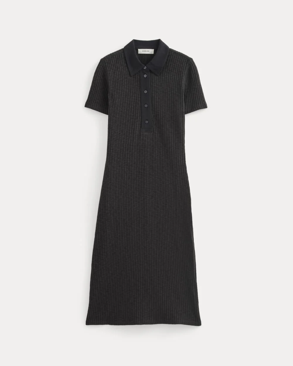 The Cozy Rib Polo Dress | Black