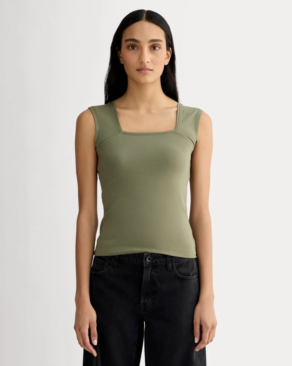 The Form Square-Neck Tank | Lichen Green