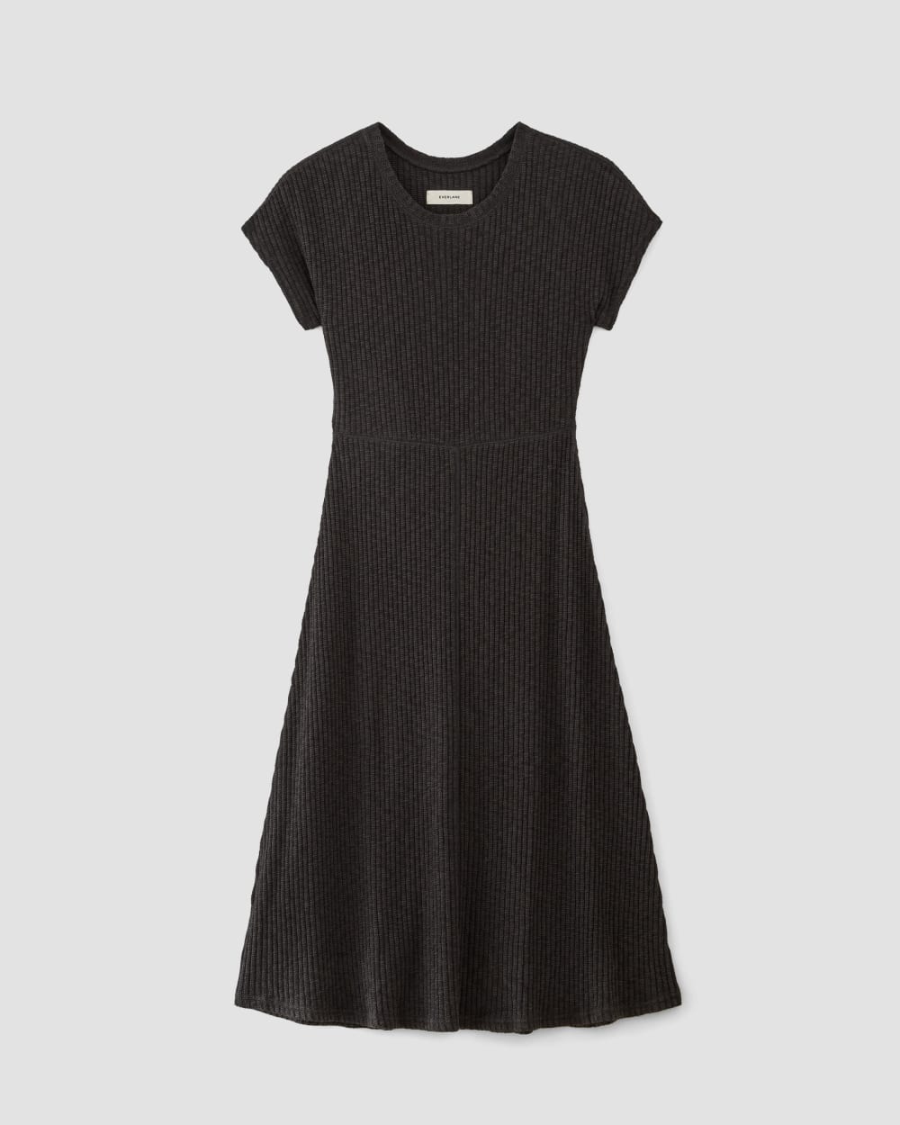 The Rib-Knit Cap-Sleeve Midi Dress | Black