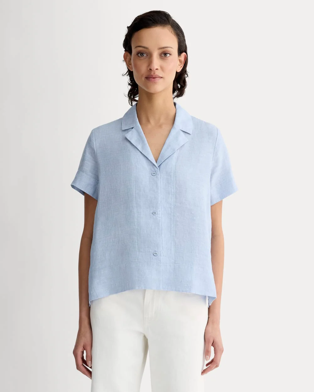 The Notch Shirt in Linen | Light Blue