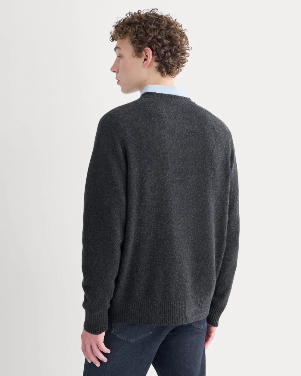 Midweight Cashmere Crew | Heathered Black
