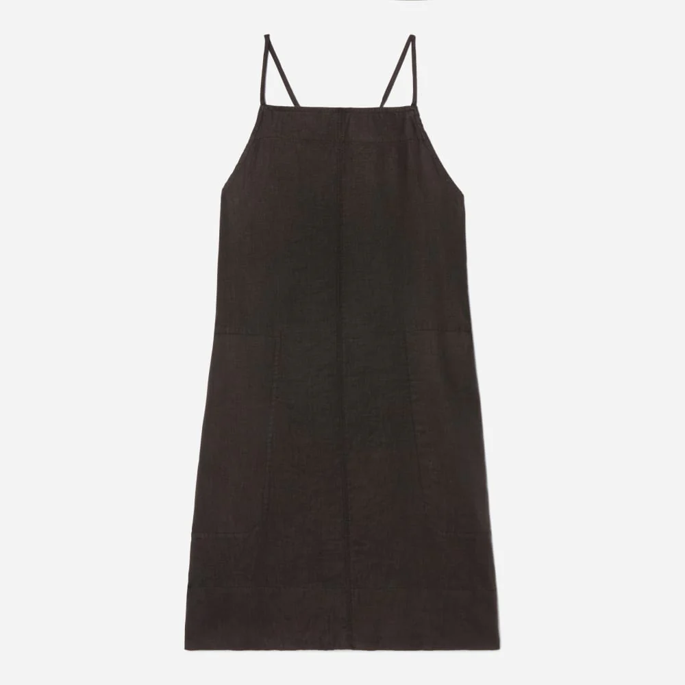 The Linen Apron Dress | Black