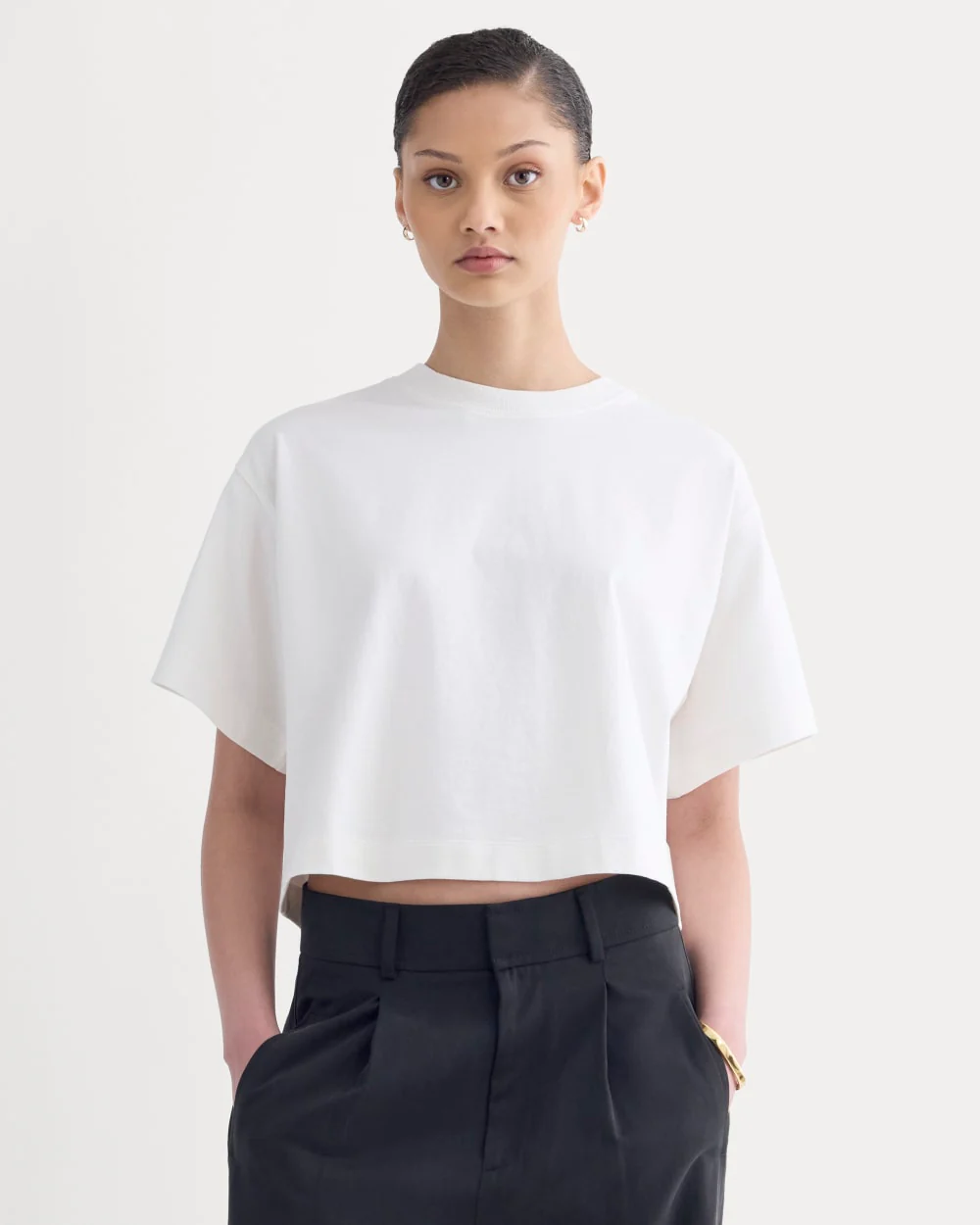 The Premium Weight Cropped Tee | Bone