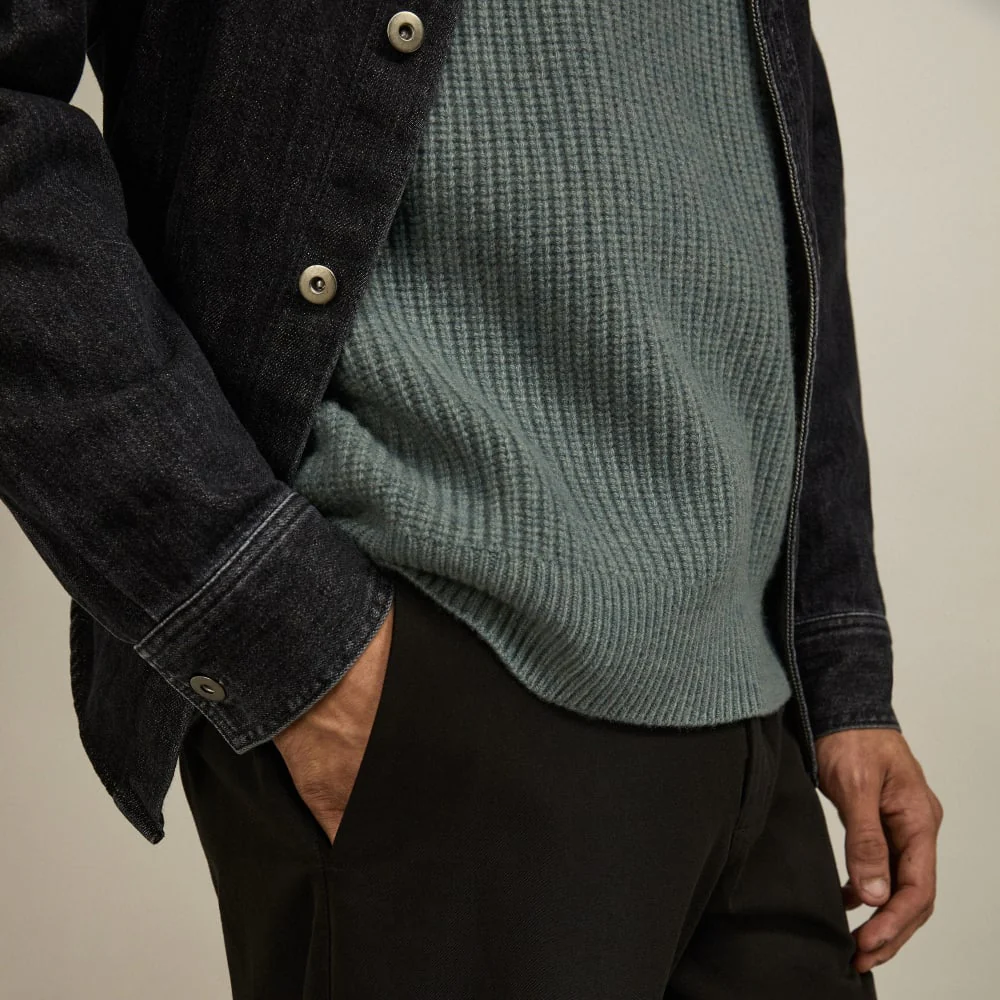 The Felted Merino Half-Zip Sweater | Storm Green