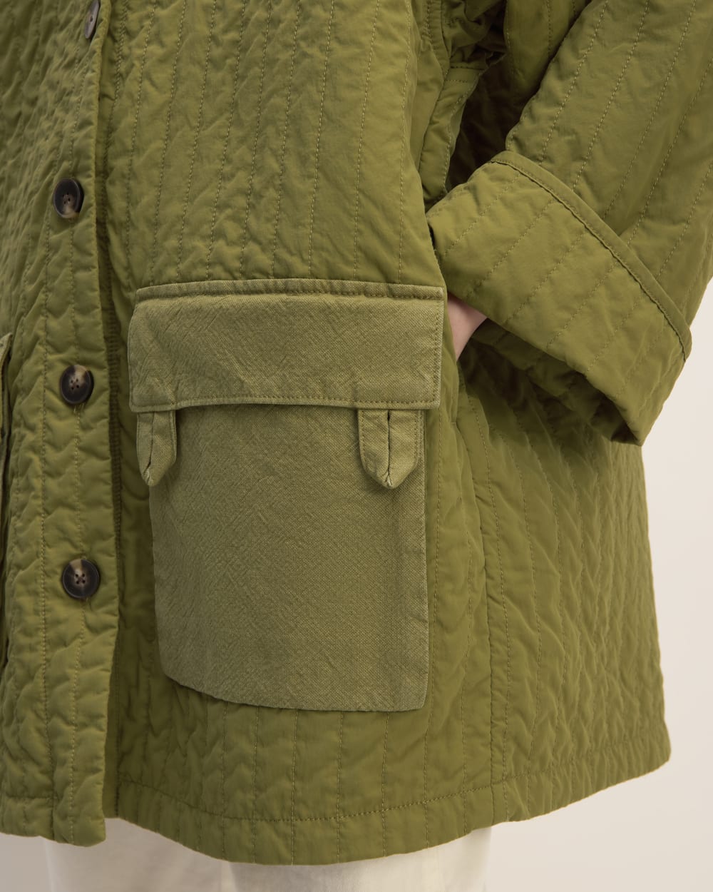 The Everlane x Marques' Almeida Canvas Patchwork Jacket | Moss Green