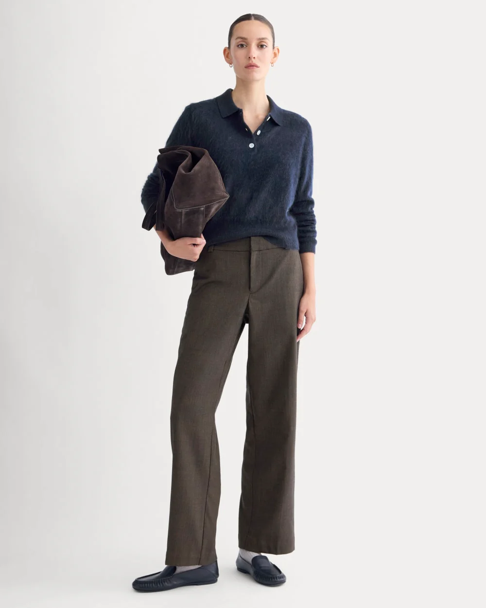 Lush Cashmere Cropped Polo Sweater | Starry Navy