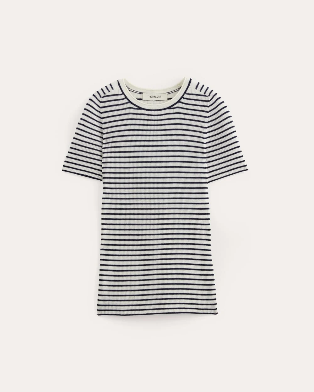 The Sweater Tee in Ultrasoft Merino | Bone / Navy