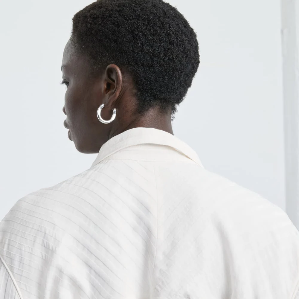 The City Stripe Draped Shirt Dress | Bone