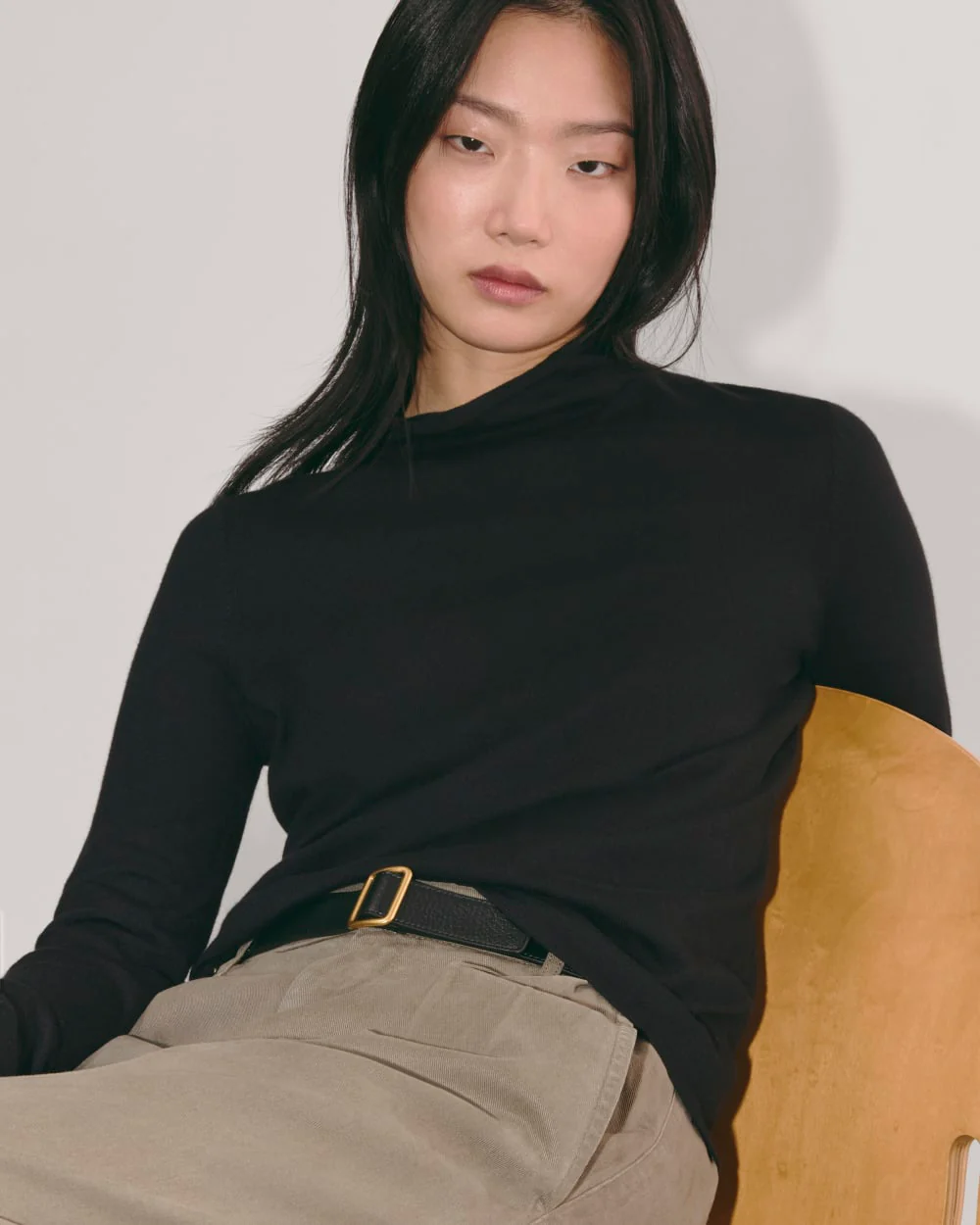 The Funnel Neck in Cotton Cashmere | Black