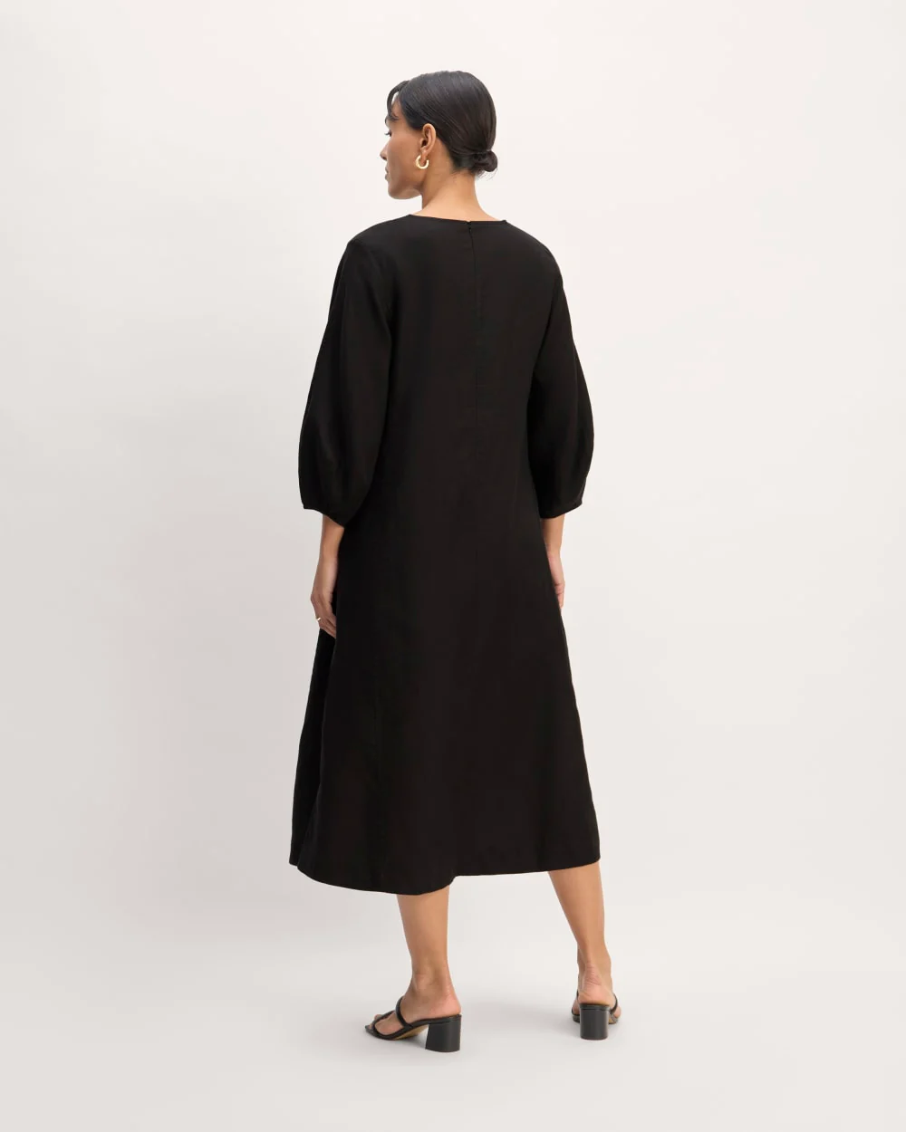 The Linen A-Line Midi Dress | Black