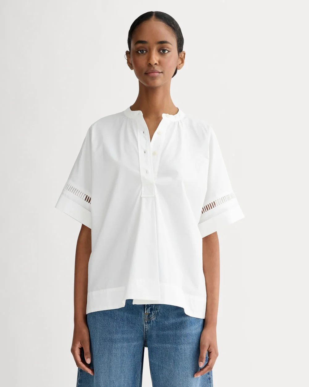 The Lace Trim Popover | White
