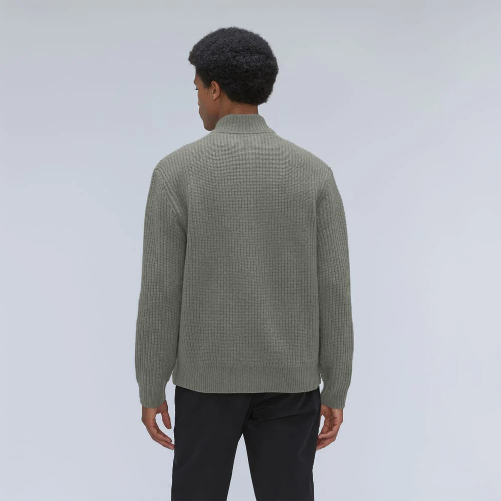 The Felted Merino Half-Zip Sweater | Storm Green