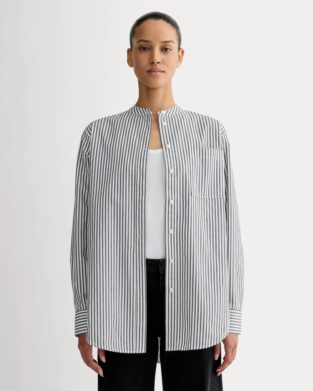 The Oversized Shirt in Ultrasoft Cotton | Optic White / Black