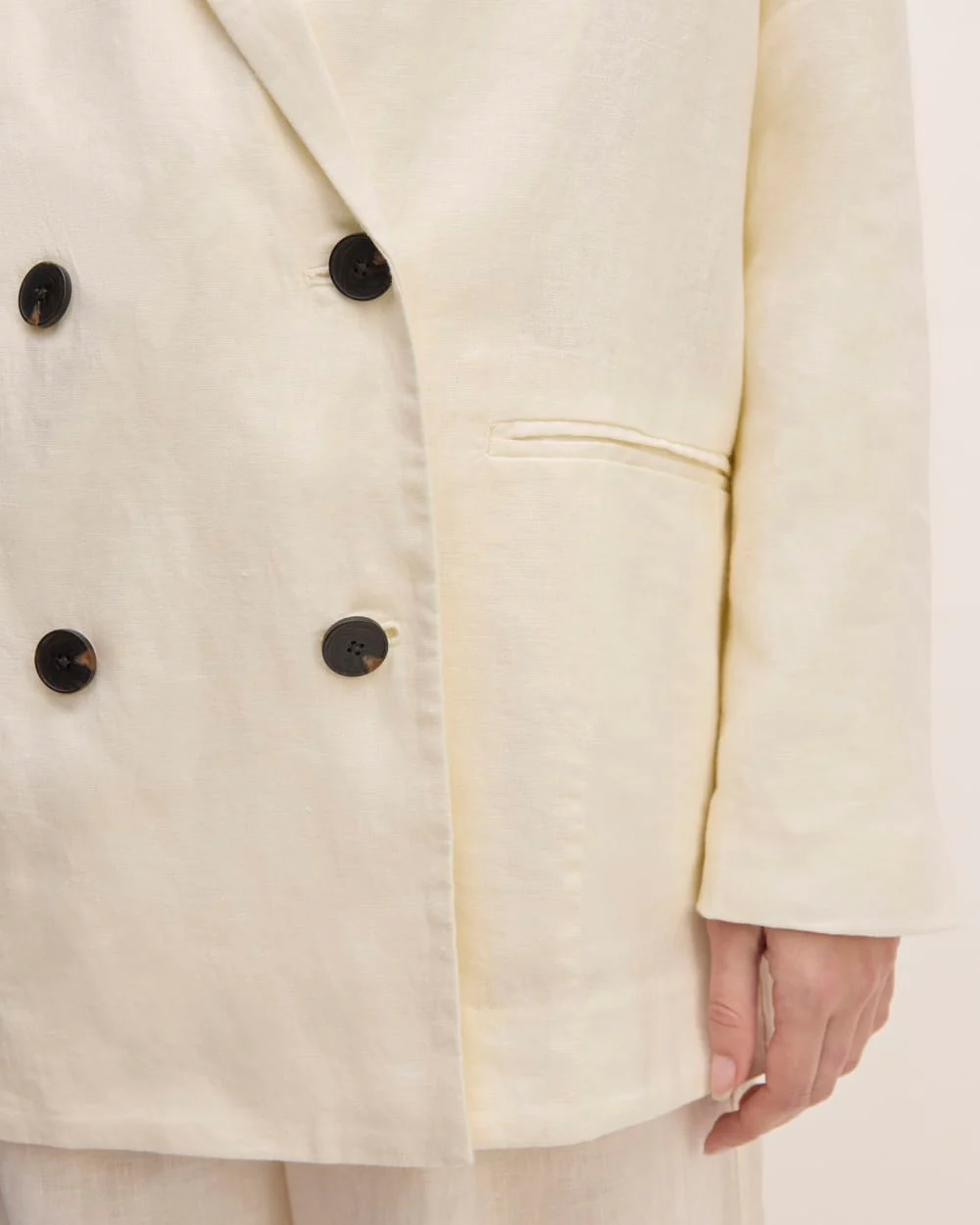 The Linen Double Breasted Blazer | Bone