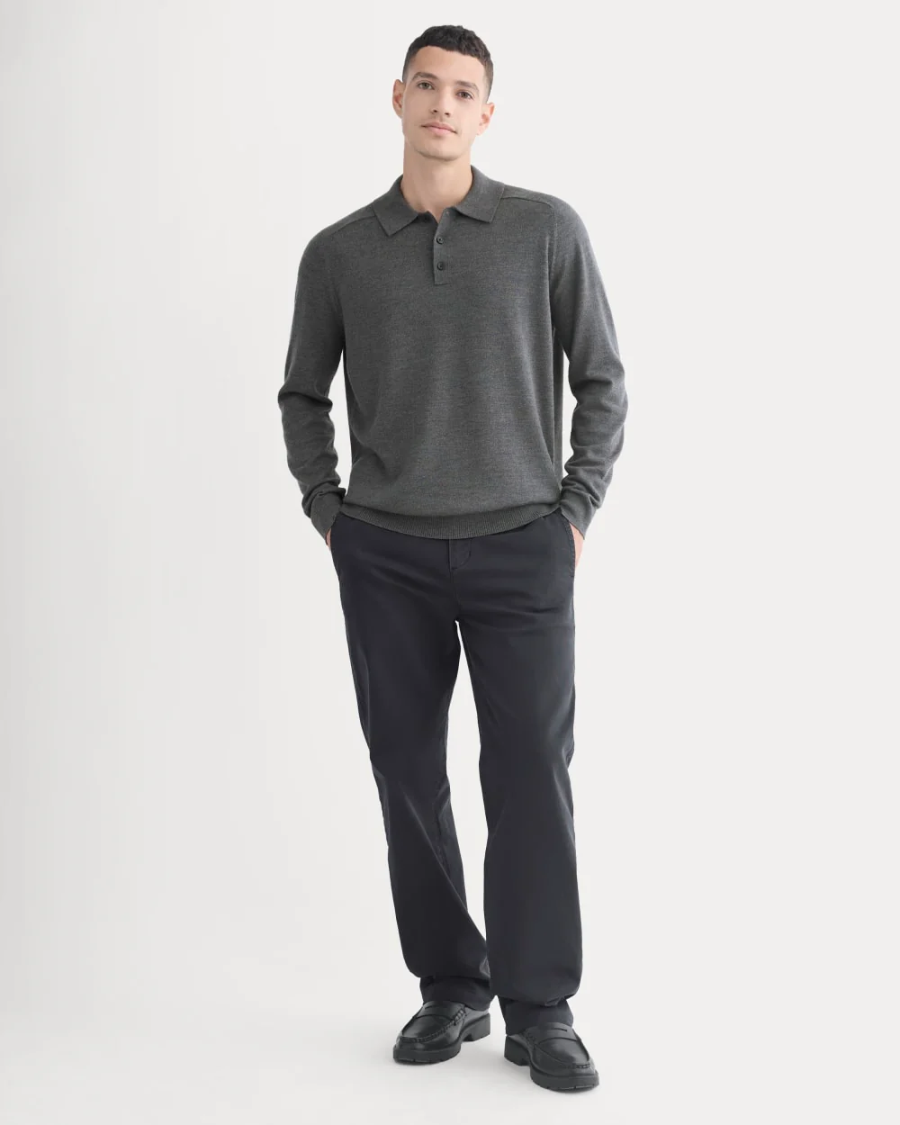 Ultrasoft Polo Sweater | Heather Mid Charcoal