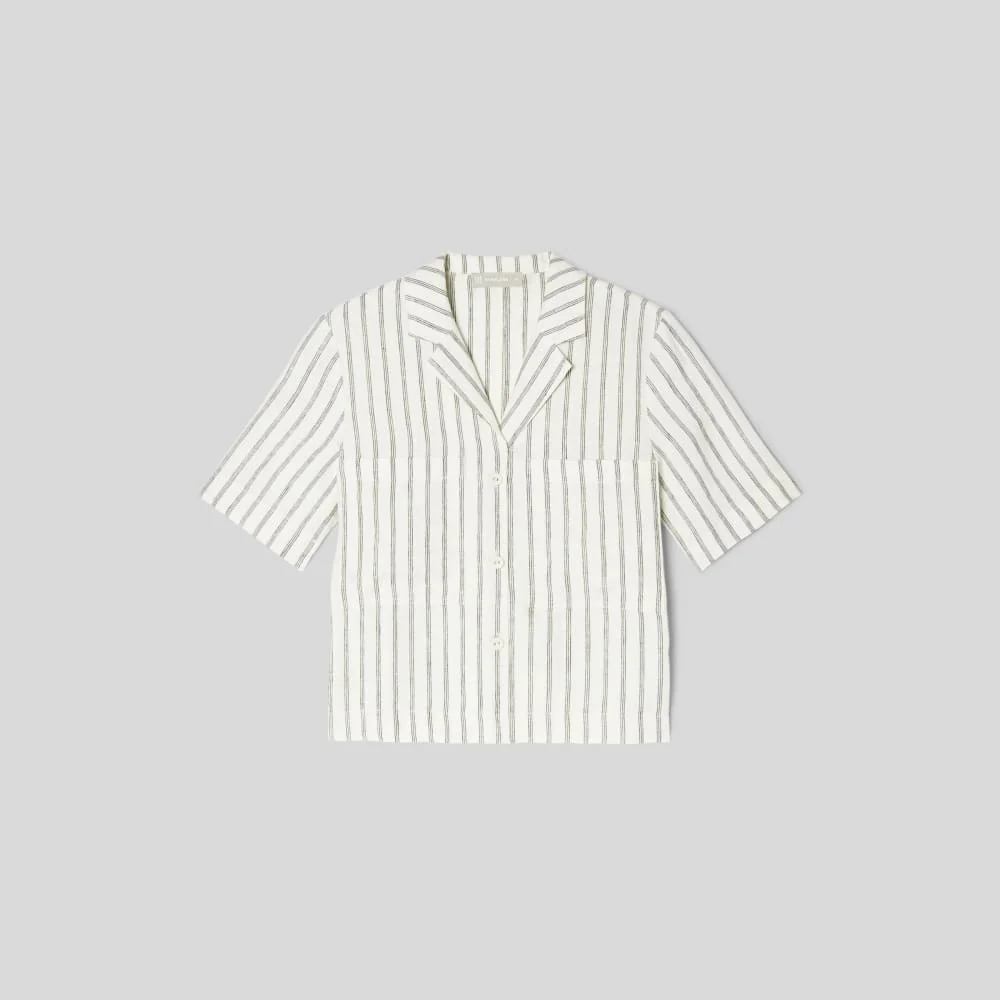 The Linen Workwear Shirt | Black / Canvas Tan