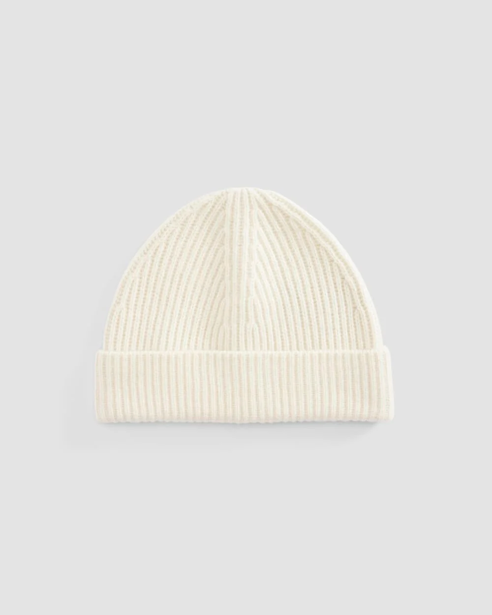 The Cashmere Fine Rib Beanie | Bone