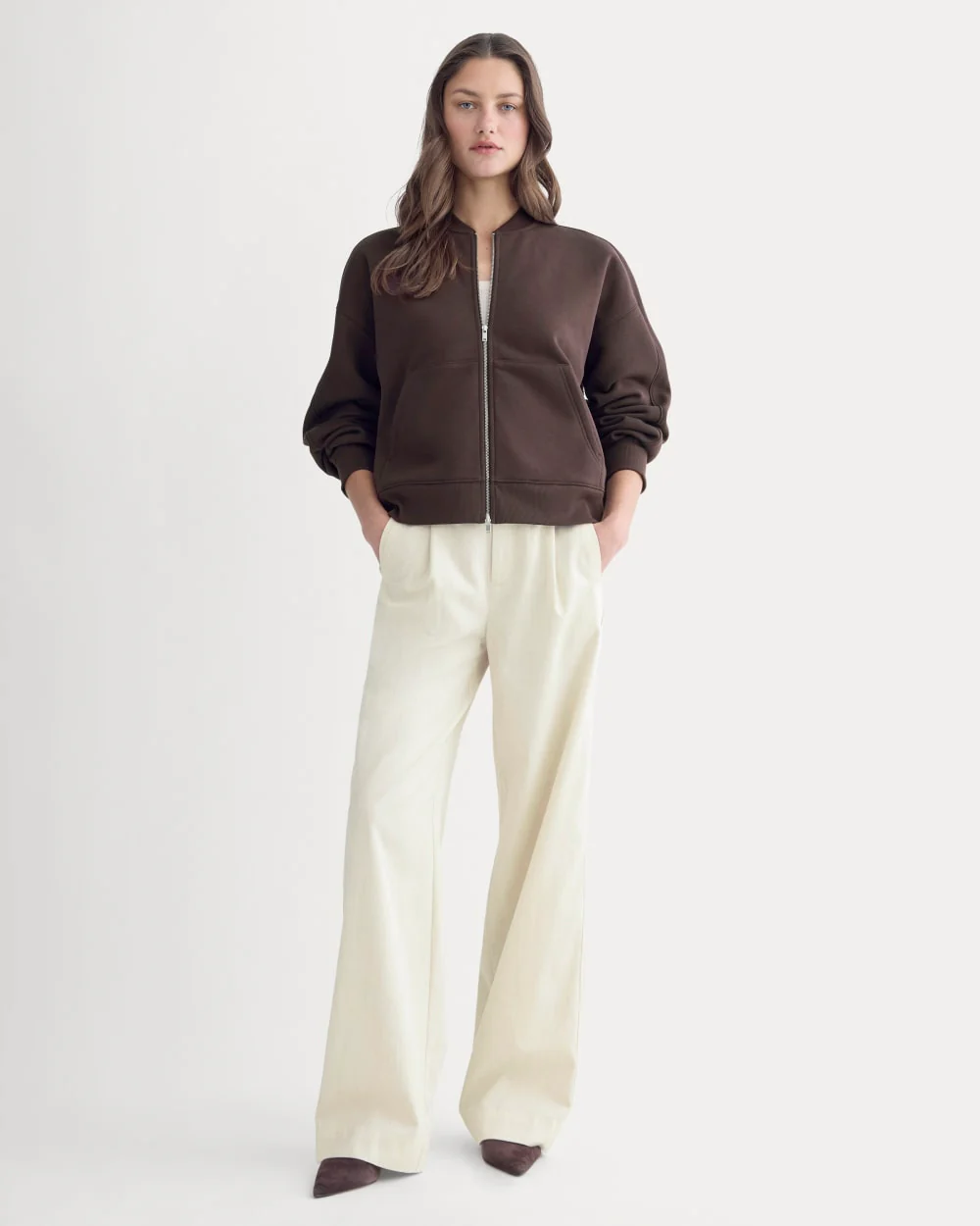 Luxe Fleece Bomber Jacket | Dark Chocolate