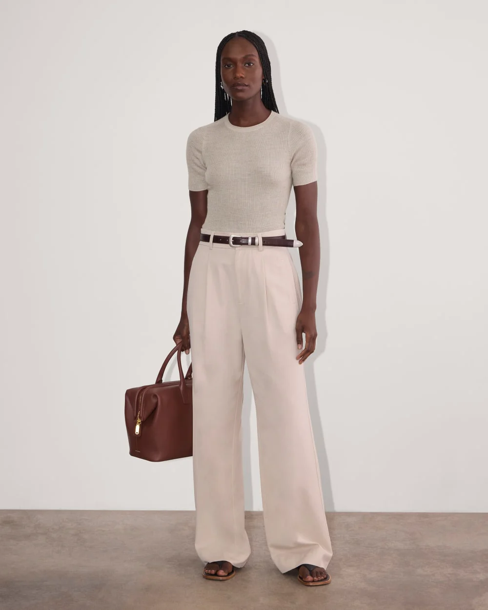 The Sweater Tee in Ultrasoft Merino | Heather Oatmeal