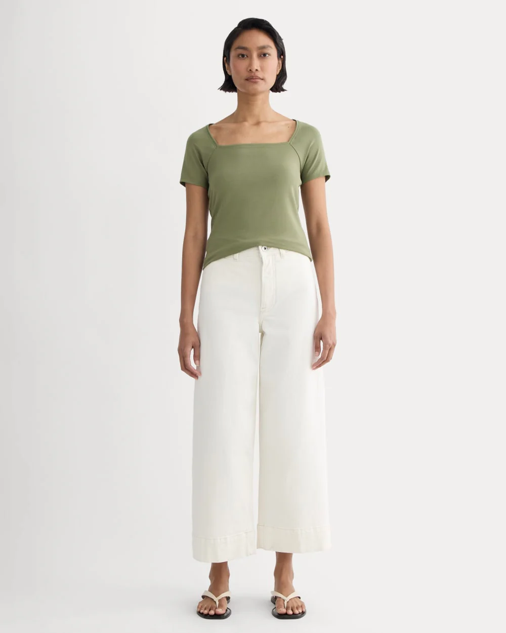 The Form Square-Neck Top | Lichen Green