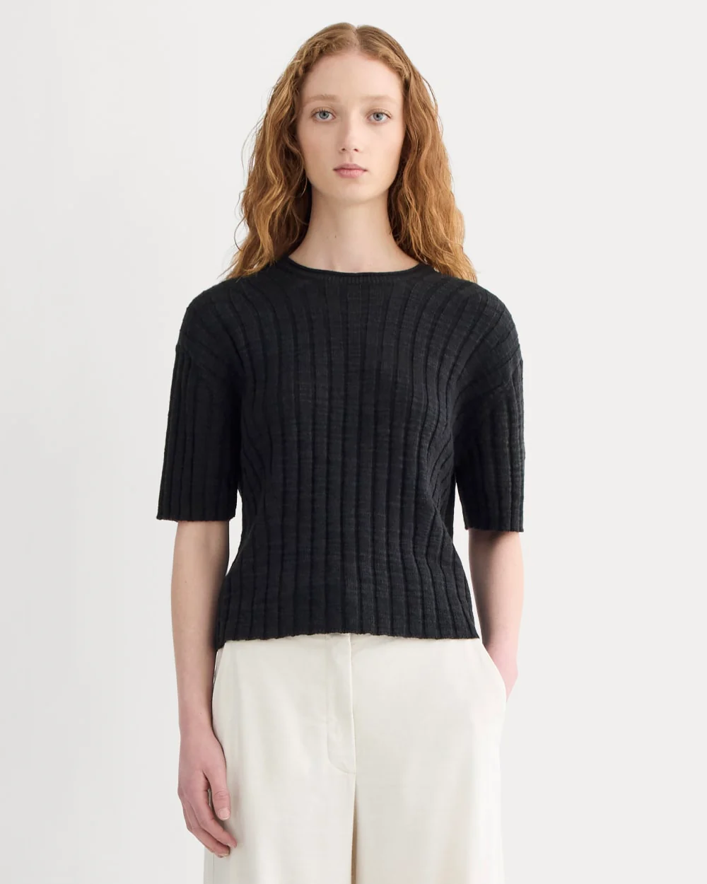 The Oversized Tee in Cotton Linen | Black